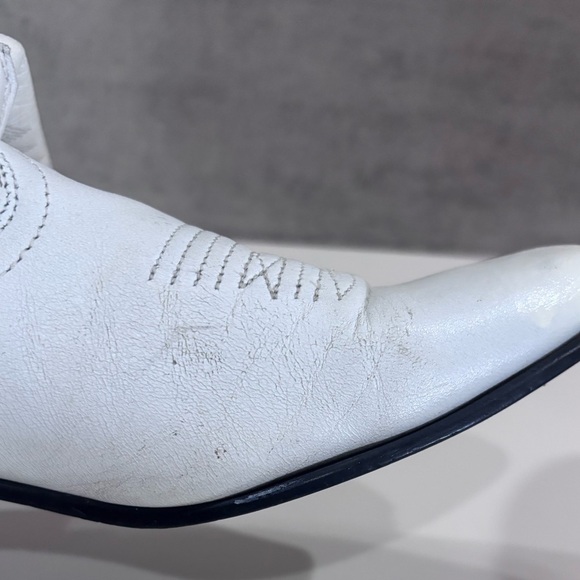 Oak Tree Farms White Leather Western Pull On Snip Toe Boots Size 6.5 - Picture 14 of 15